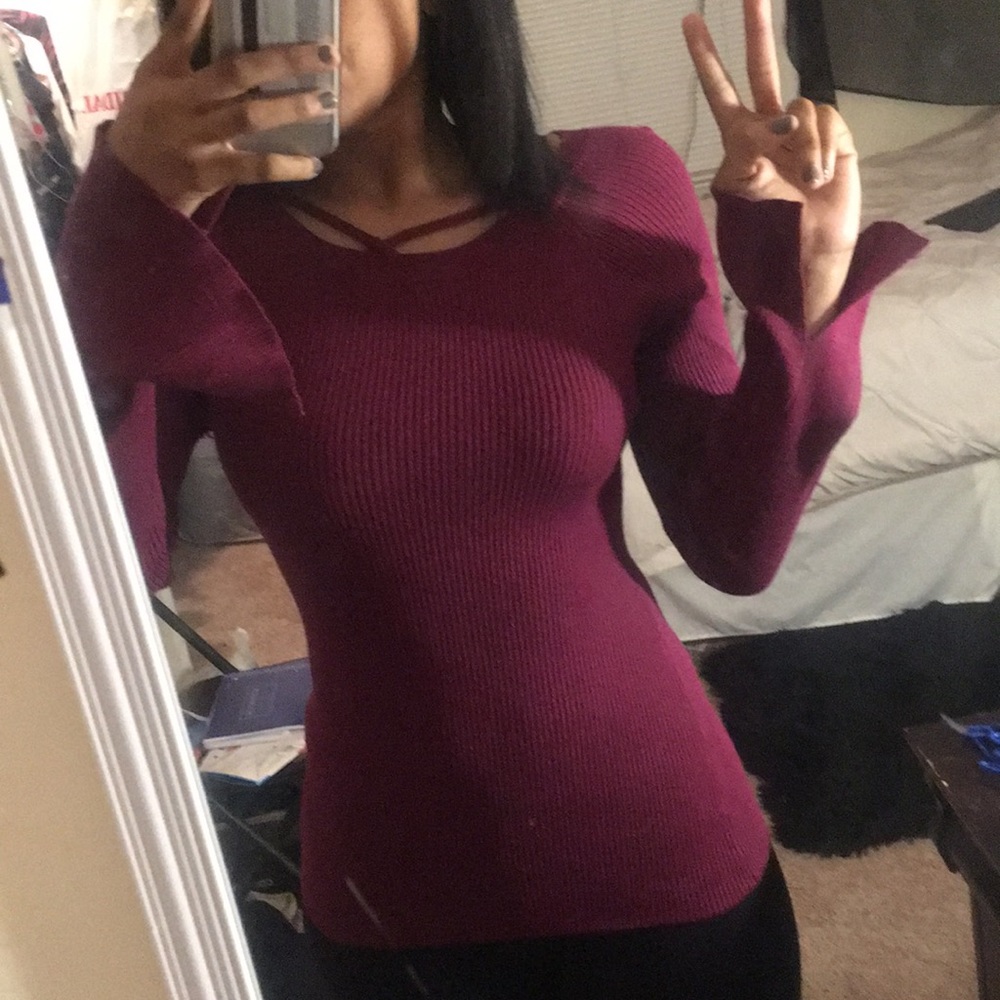 burgundy cotton on sweater